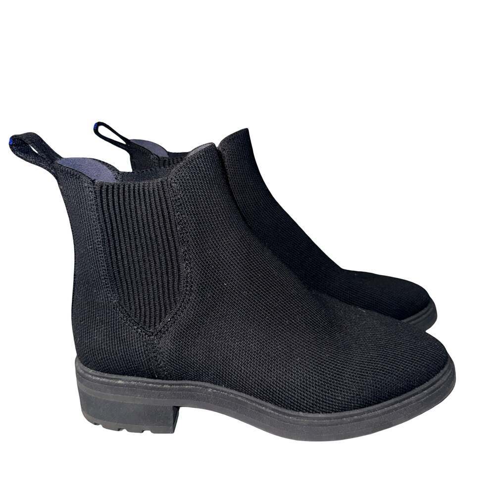 Rothy's The Chelsea Boot Black Knit Size 5.5